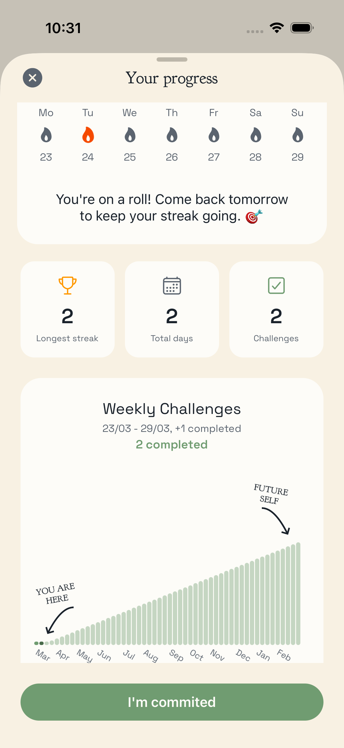 Visual momentum tracking and progress dashboard